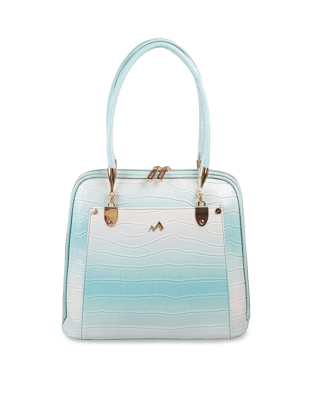 

Metro Blue Women Colourblocked Handheld Bag with Cut Work