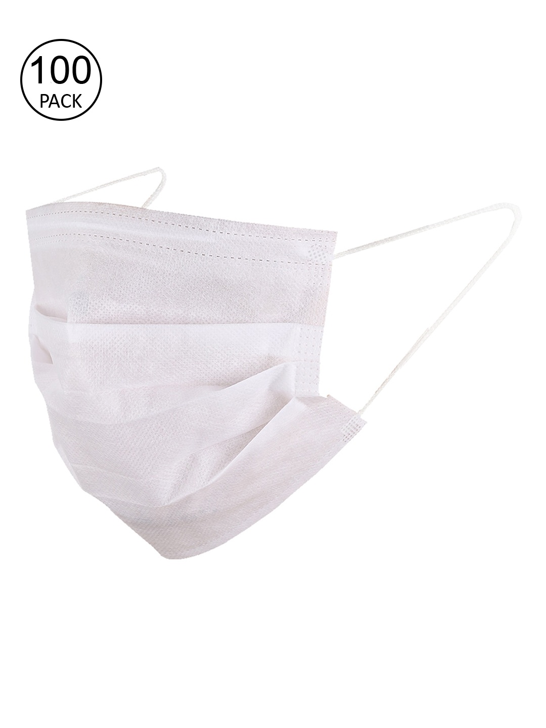 

Swiss Design Unisex White Pack of 100 3 Ply Mask With Nose Pin