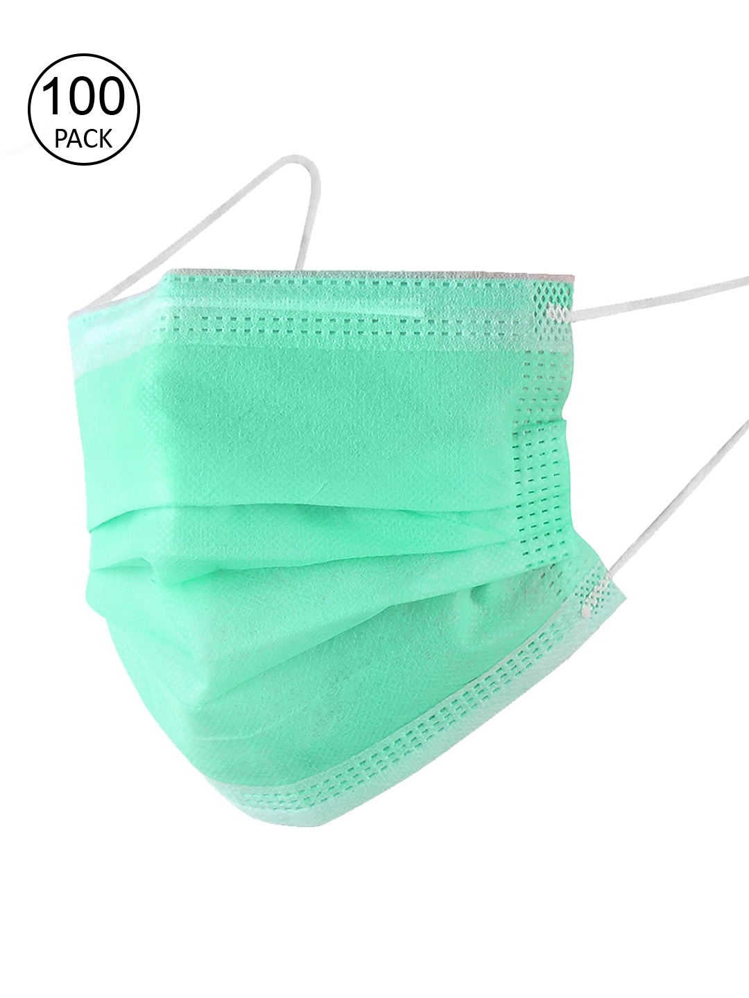 

Swiss Design Unisex Mint Green Pack of 100 3 Ply Mask With Nose Pin