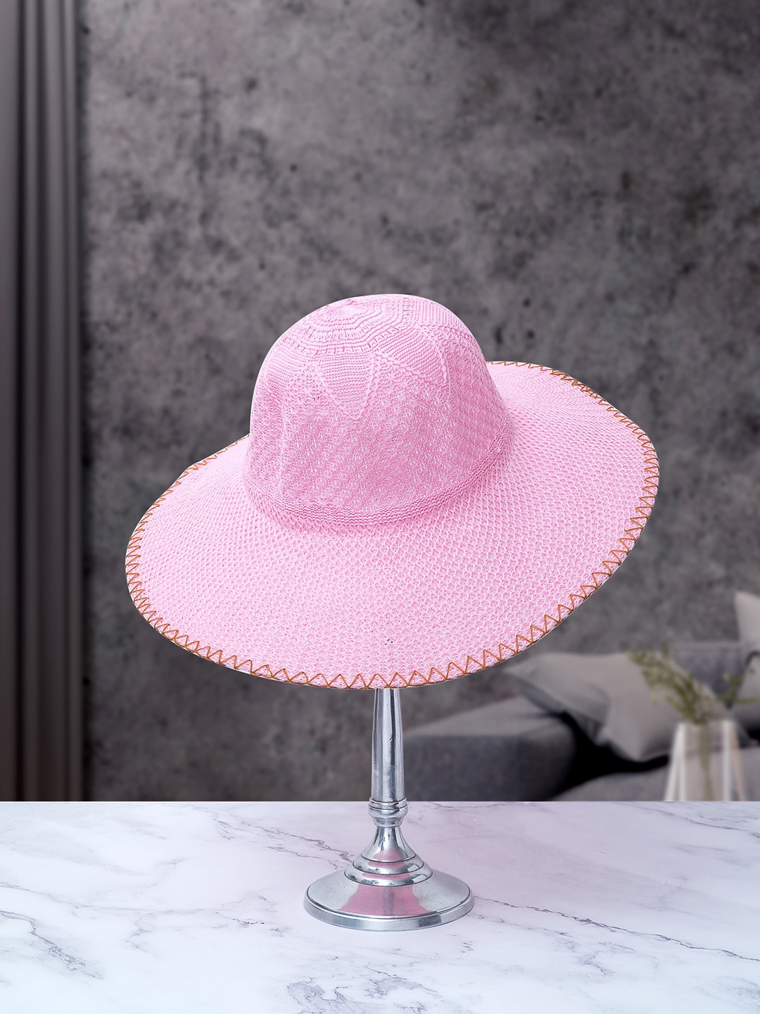 

Golden Peacock Women Pink Woven Design Sun Hat