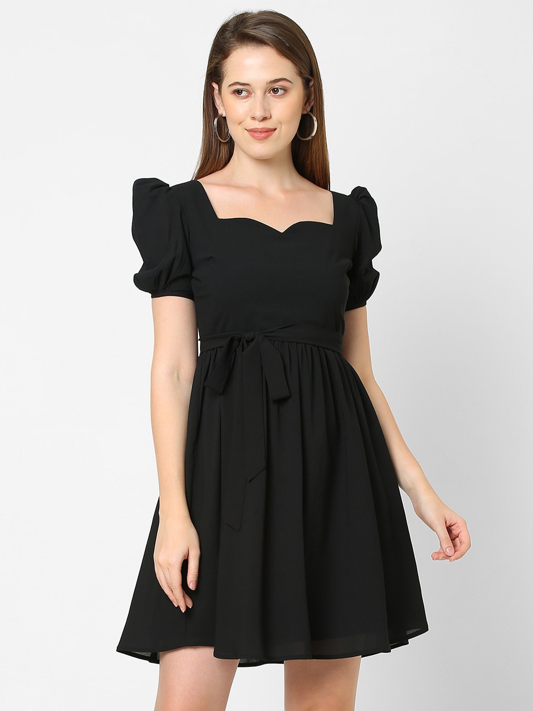 

MISH Black Sweetheart Neck Georgette Dress