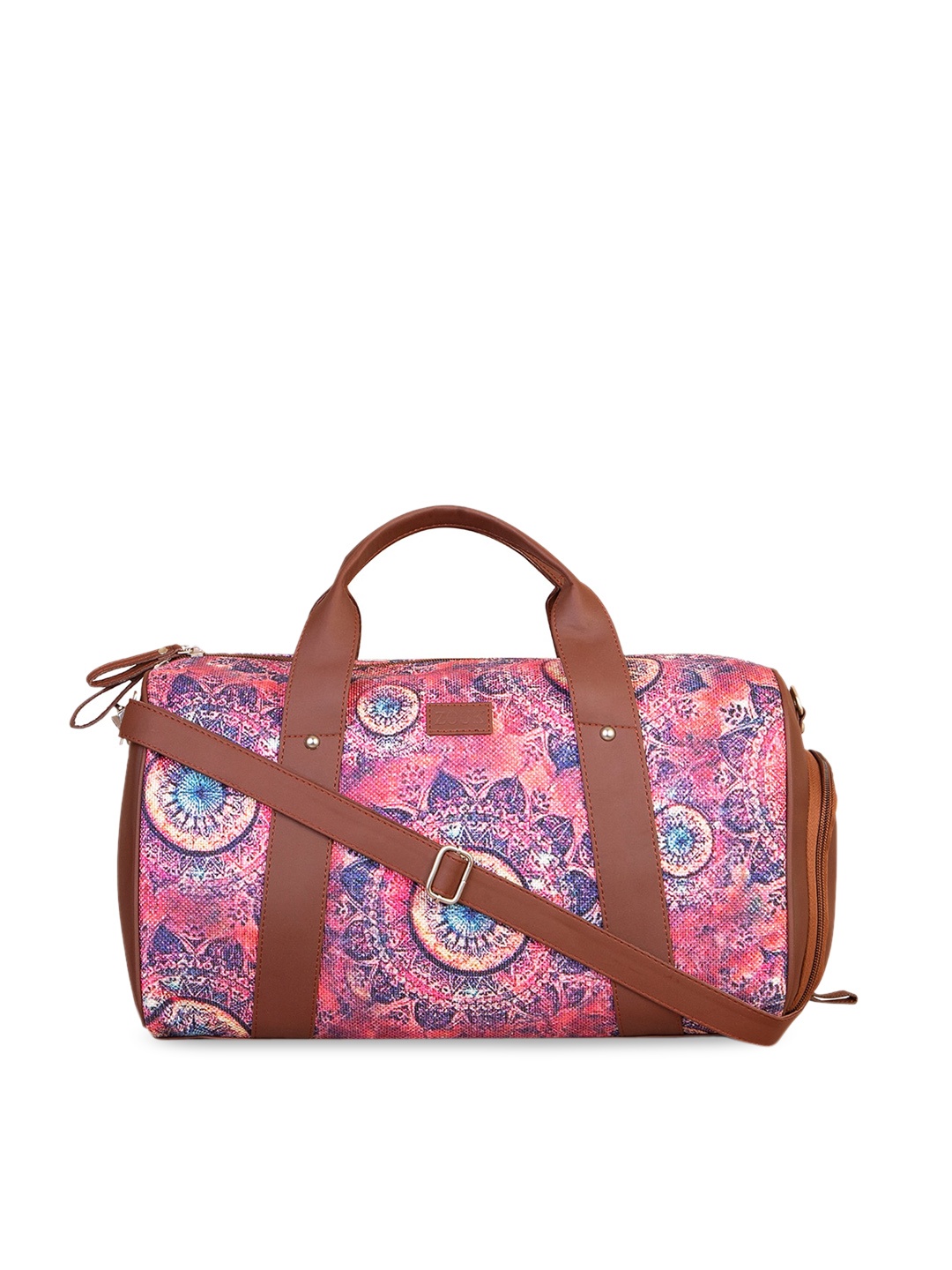 

ZOUK Women Pink & Brown Printed Duffel Bag