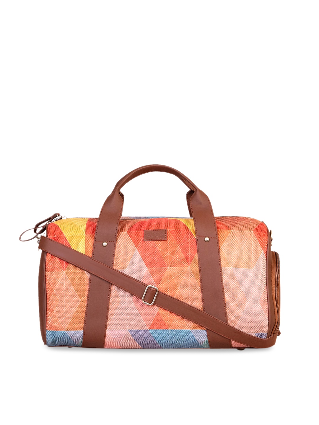 

ZOUK Women Orange & Blue Printed Medium Duffel Bag