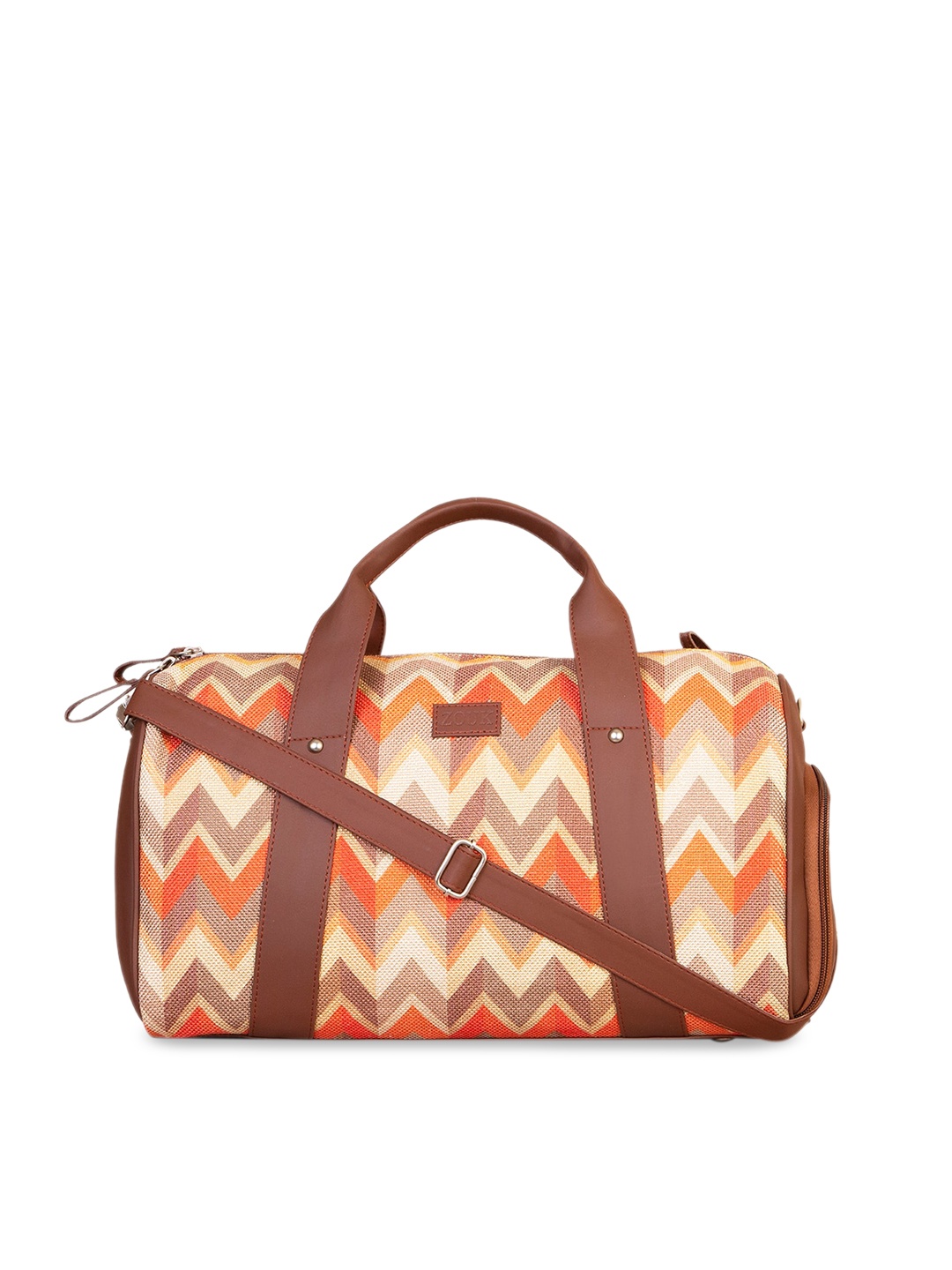 

ZOUK Women Orange & Brown Chevron Duffel Bag