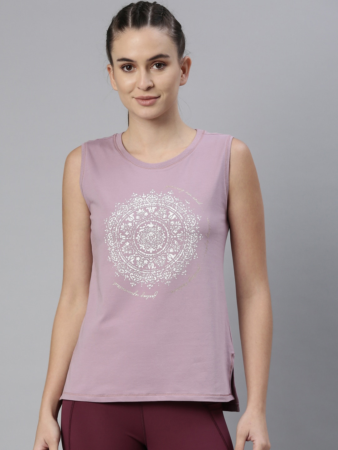 

Enamor Purple Print Antimicrobial Top