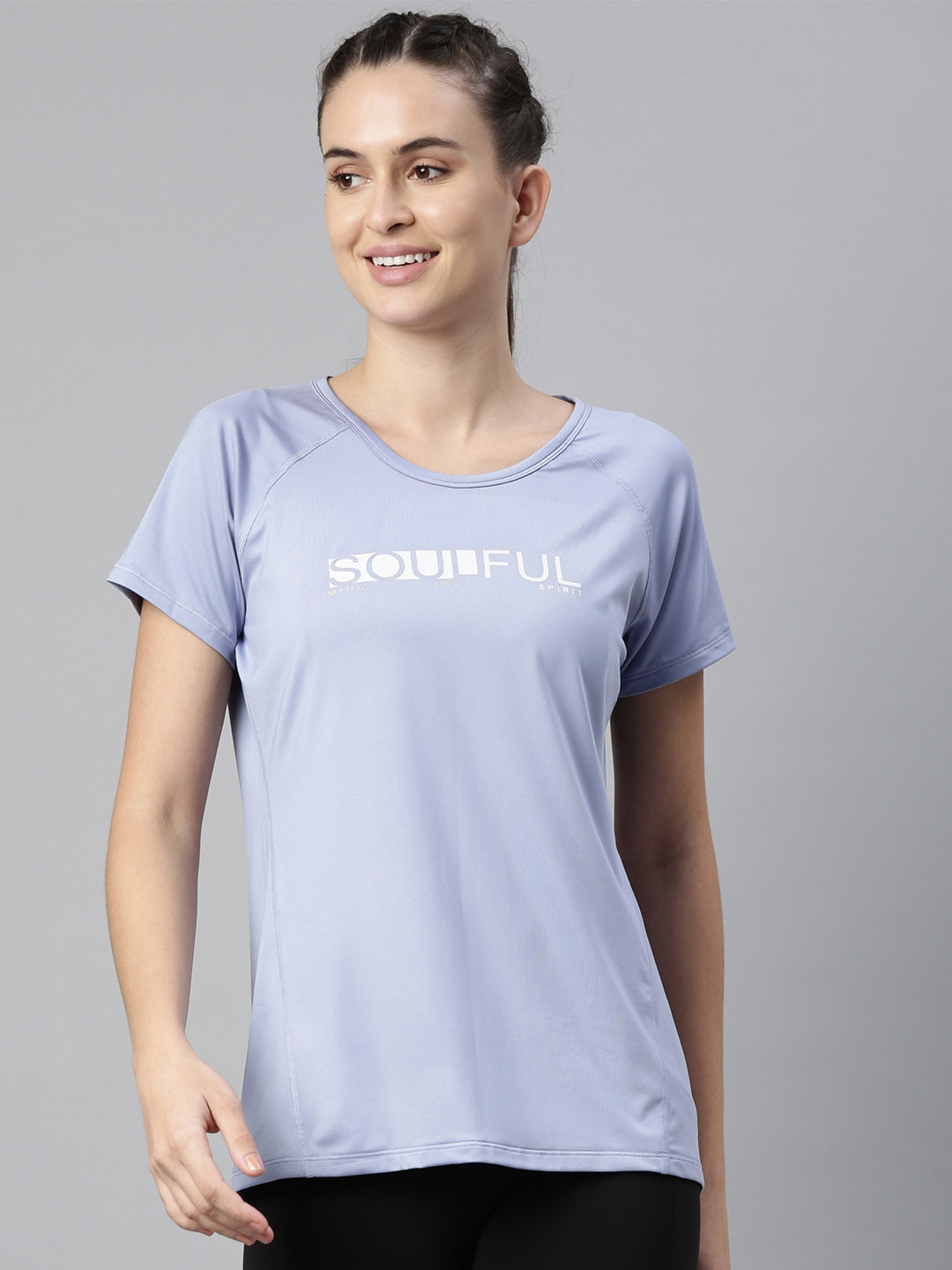 

Enamor Women Blue Typography Printed Antimicrobial Outdoor T-shirt