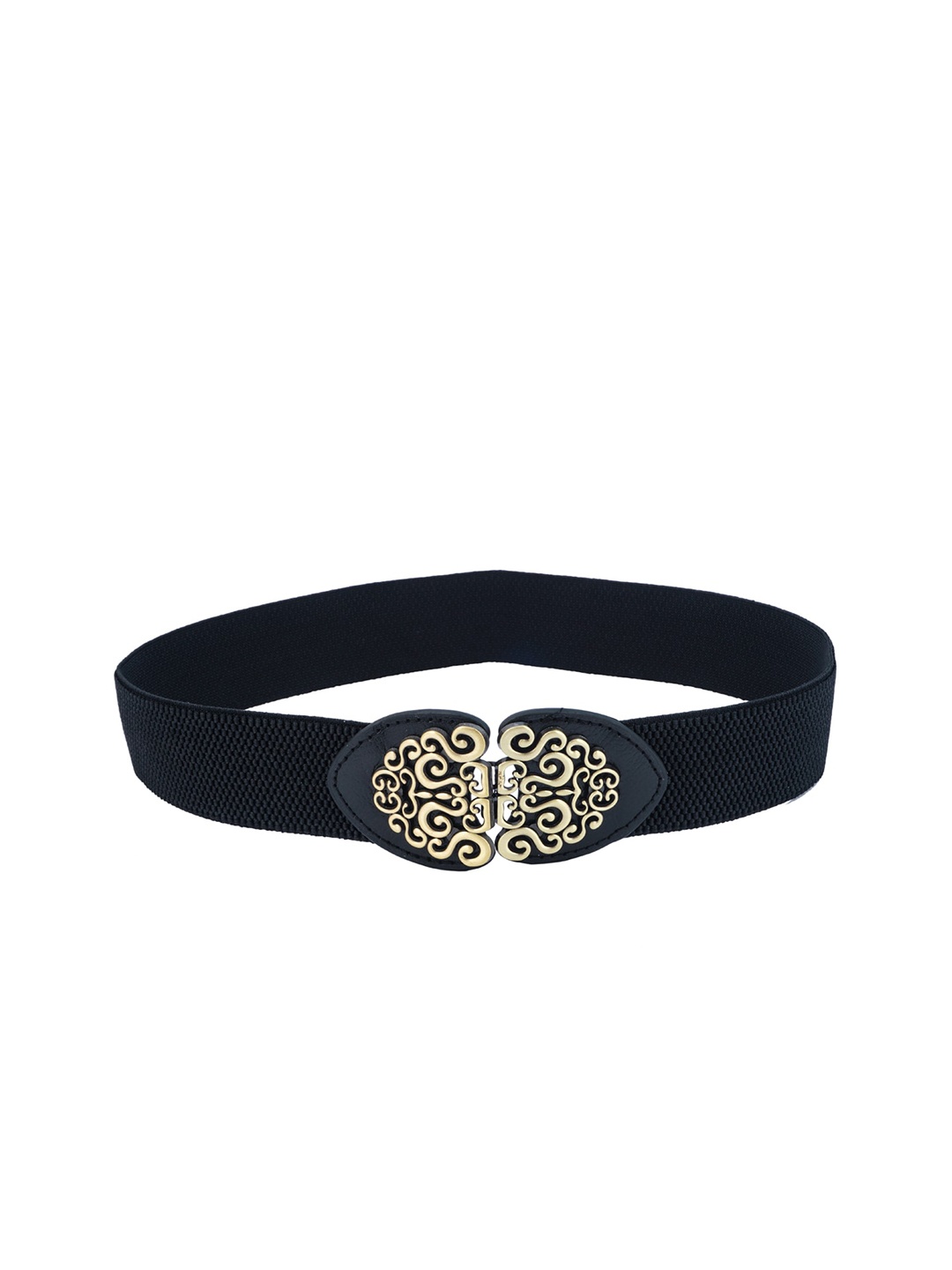 

Ferosh Women Black Golden Embroidered Belt