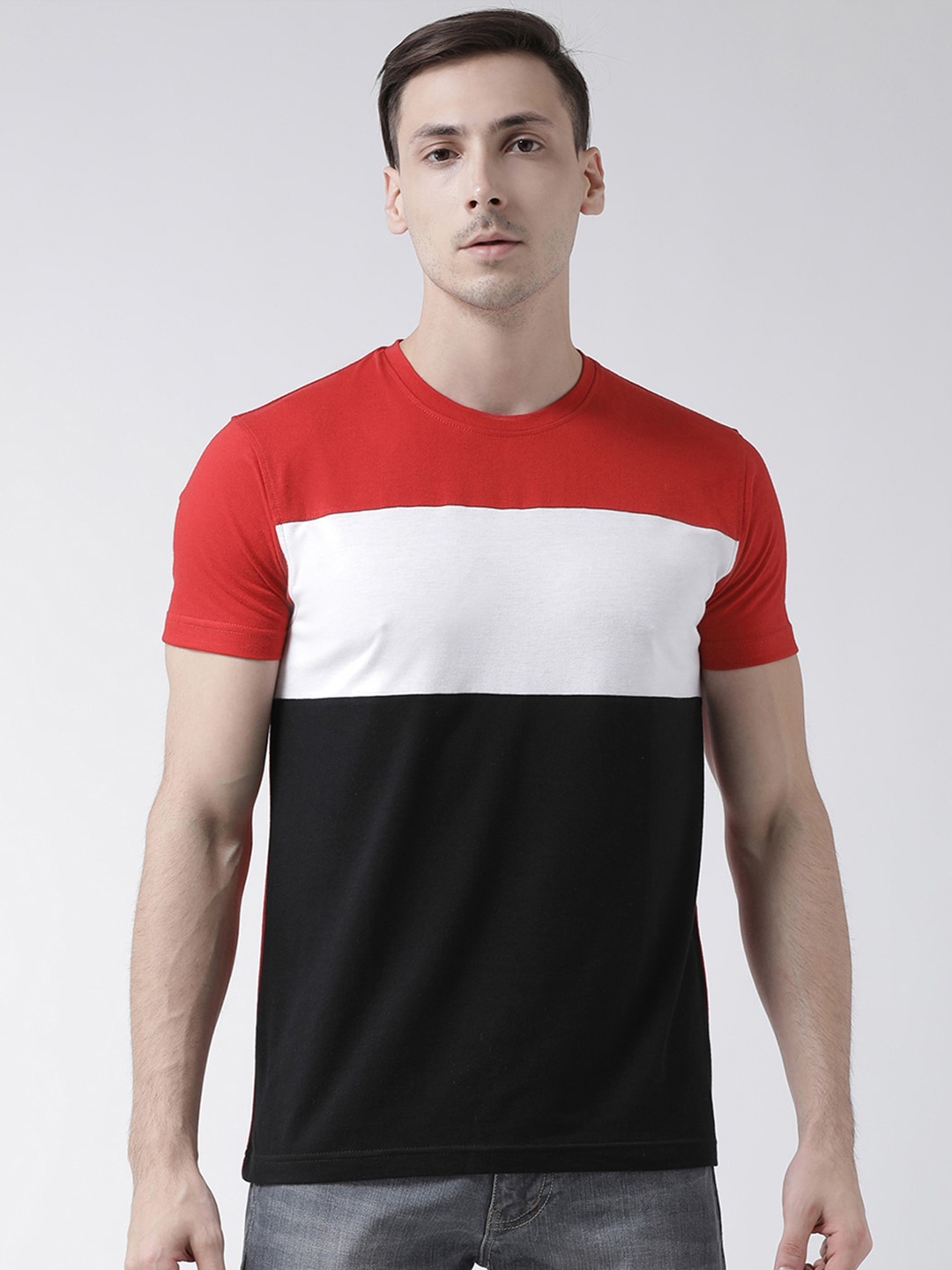 

Club York Men Black & Red Colourblocked T-shirt