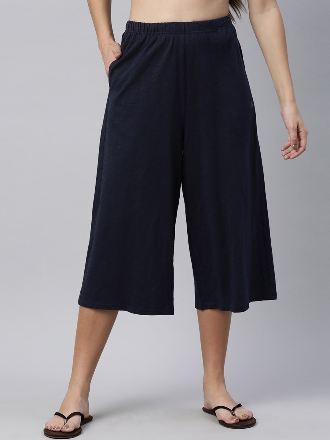 

Enamor Women Navy Blue Solid Cotton Lounge Pants