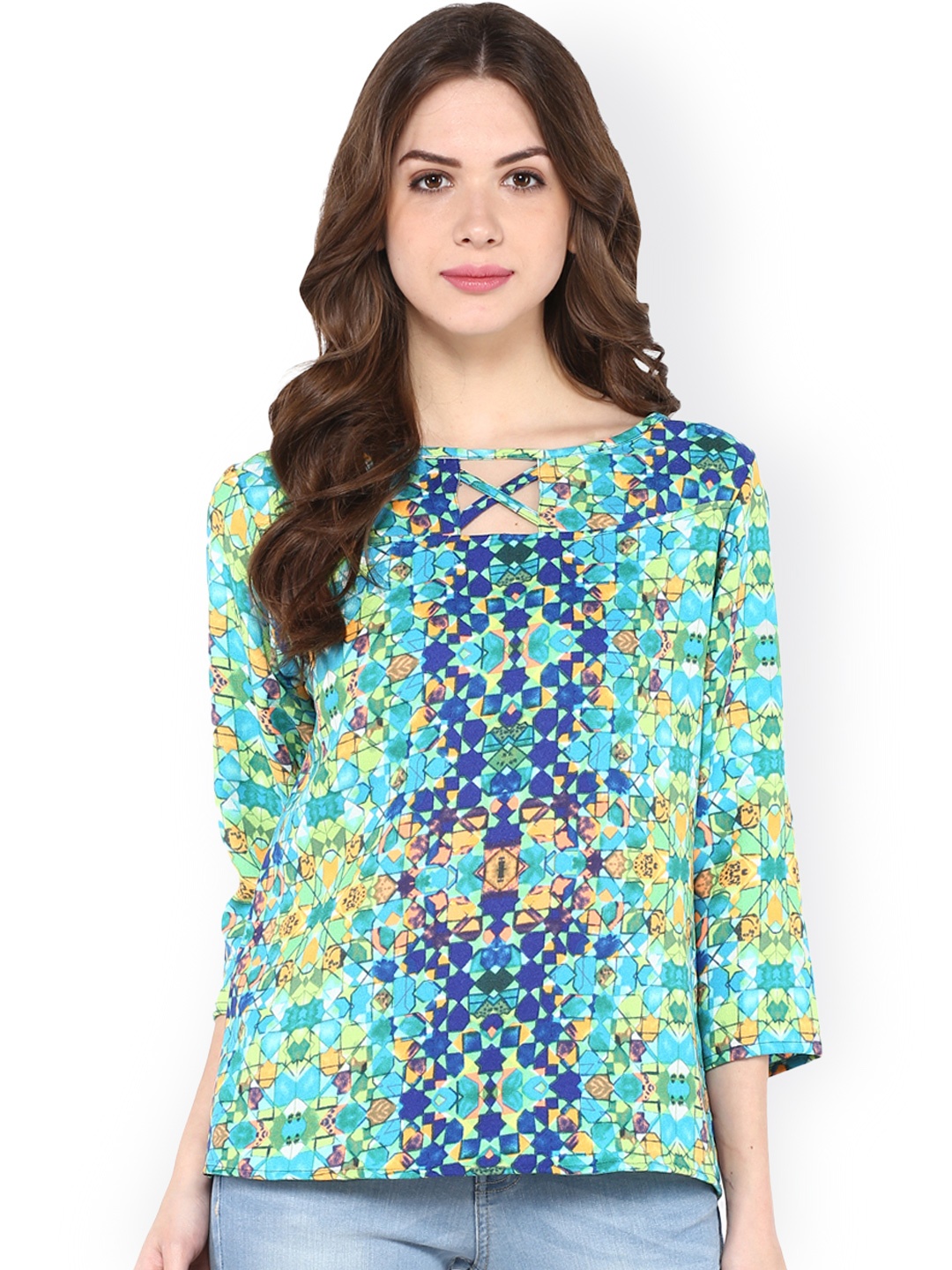 

Zima Leto Sea Green Printed Top