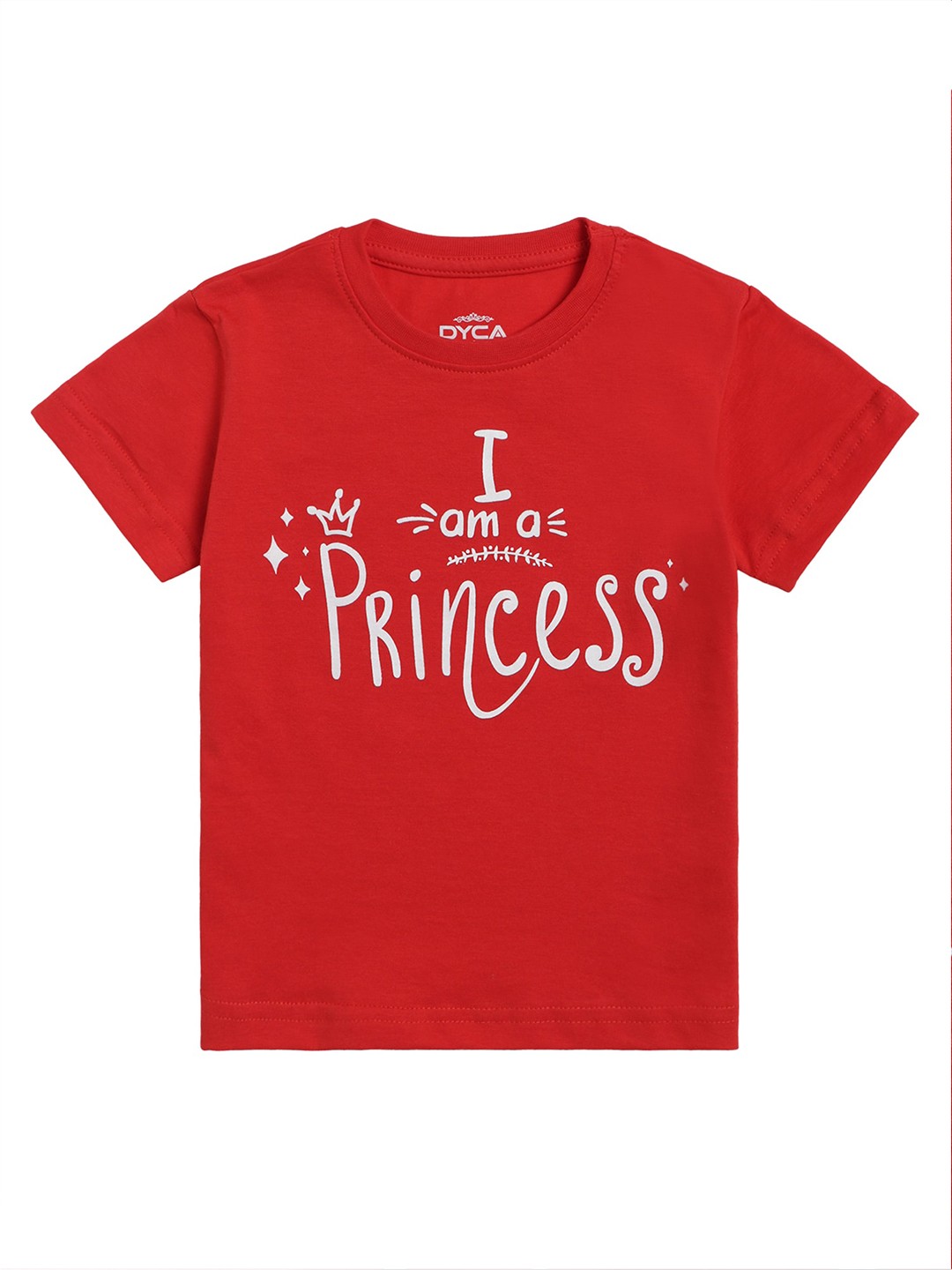 

DYCA Girls Red Typography Printed T-shirt