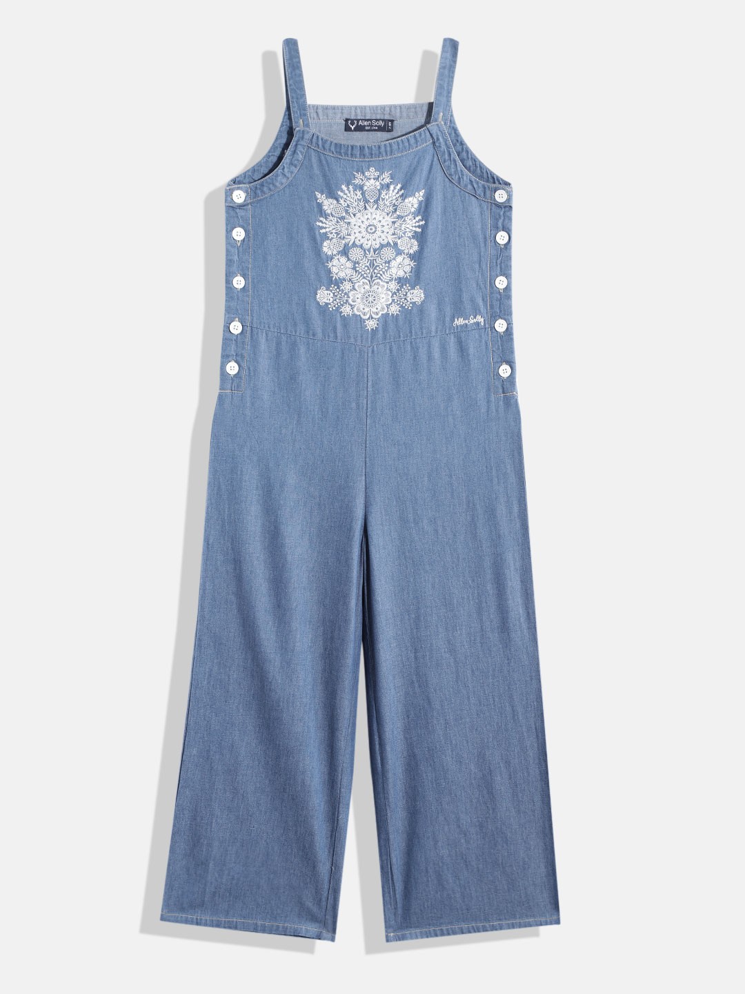 

Allen Solly Junior Girls Blue Embroidered Basic Jumpsuit