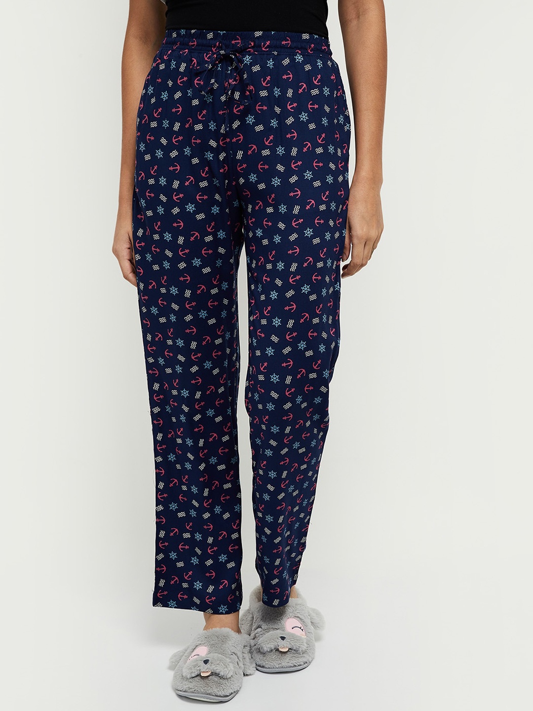 

max Women Navy Blue Printed Lounge Pants