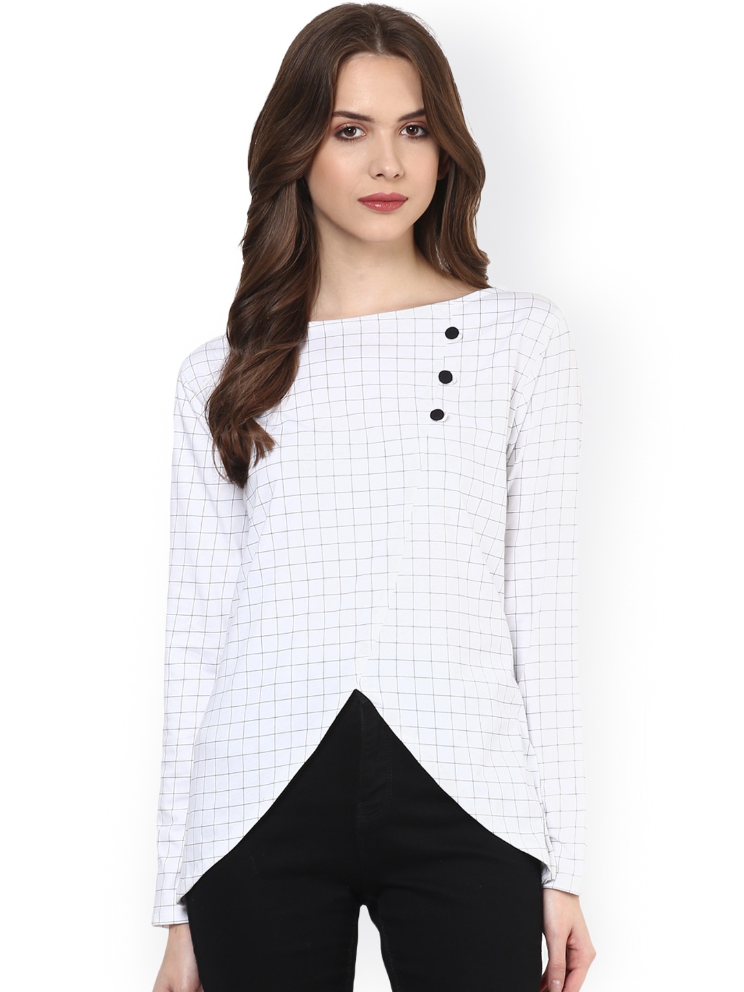 

Zima Leto White & Black Checked Top