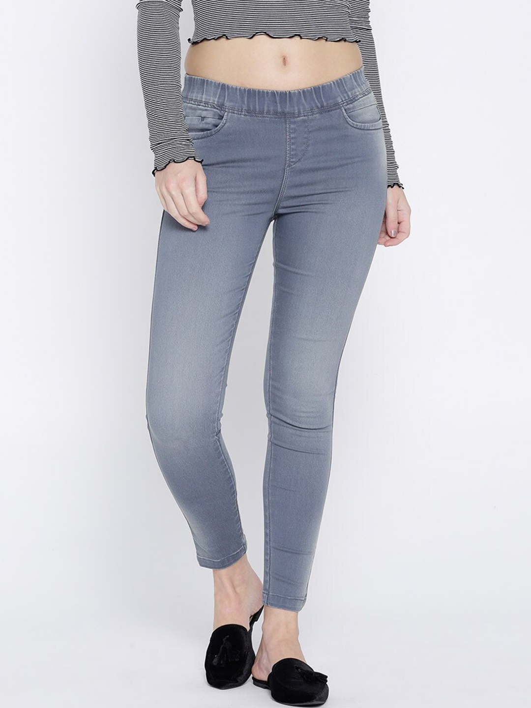 

Xpose Women Grey Grey High-Rise Skinny Fit Jeggings