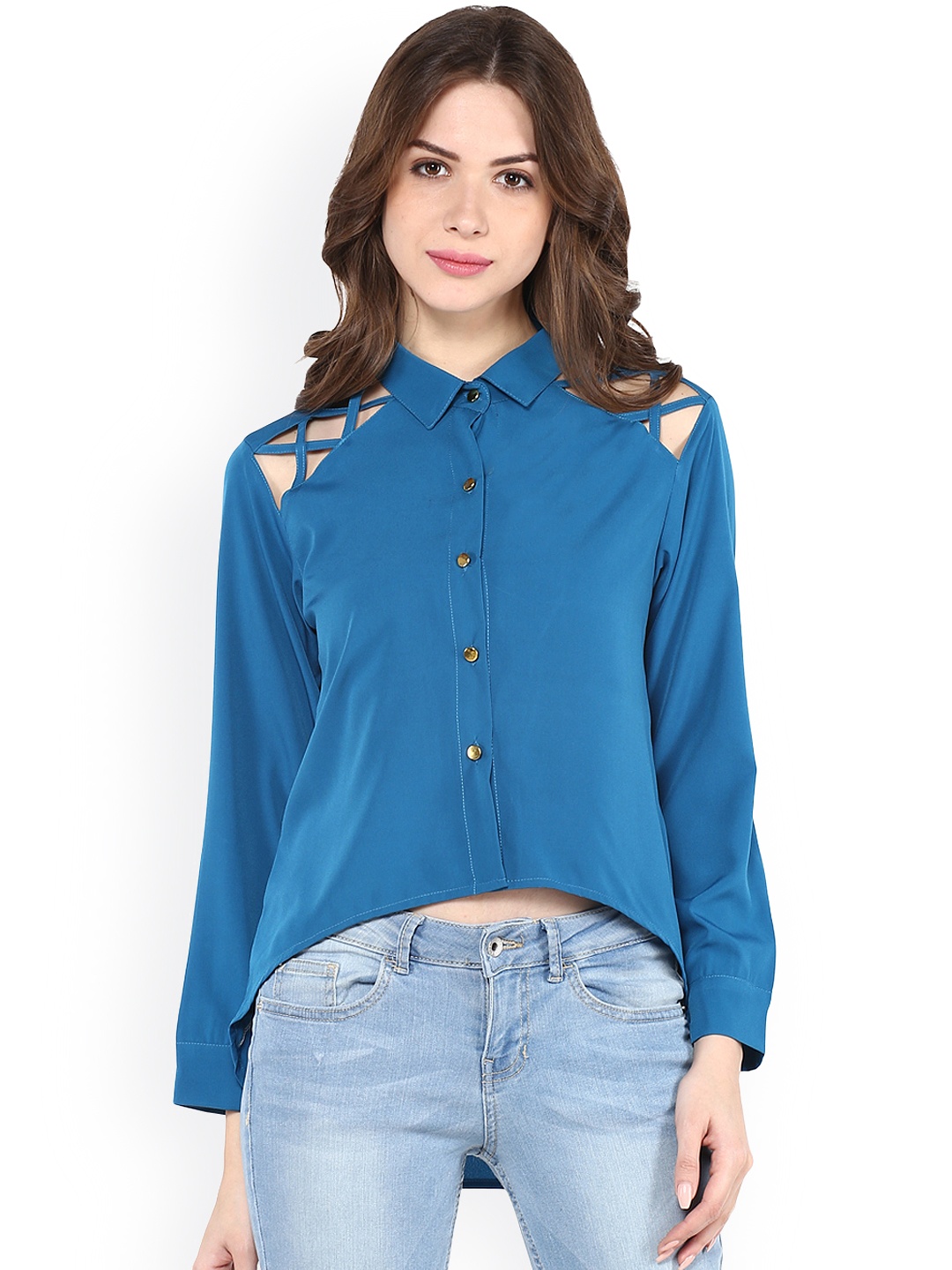 

Zima Leto Women Blue Regular Fit Casual Shirt