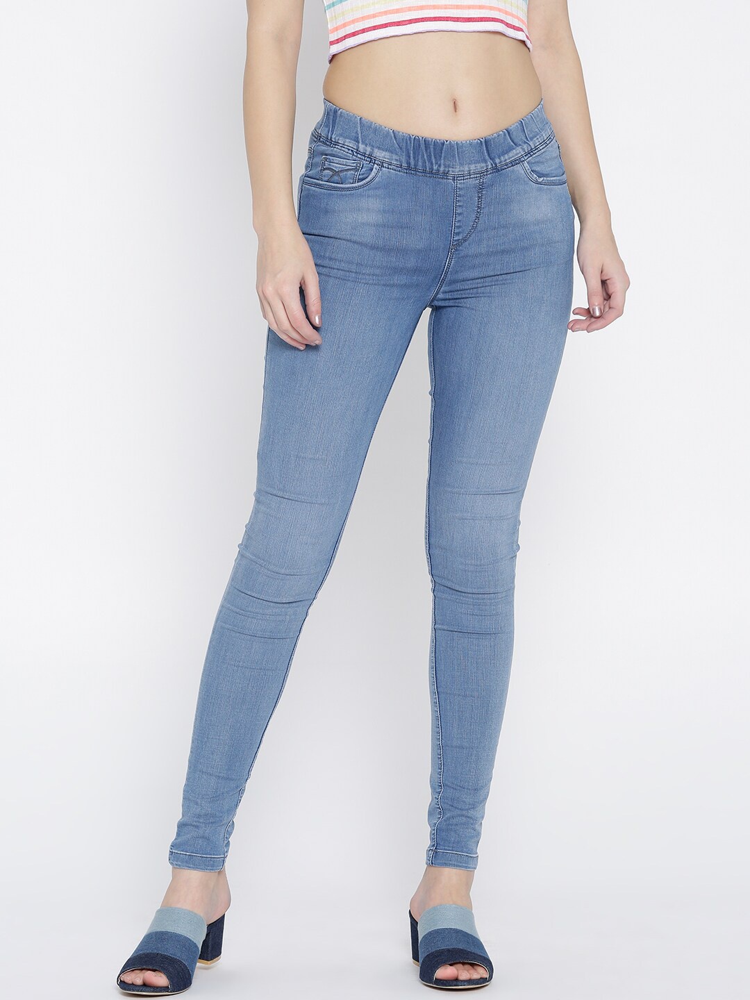

Xpose Women Blue Solid Mid-Rise Skinny-Fit Jeggings
