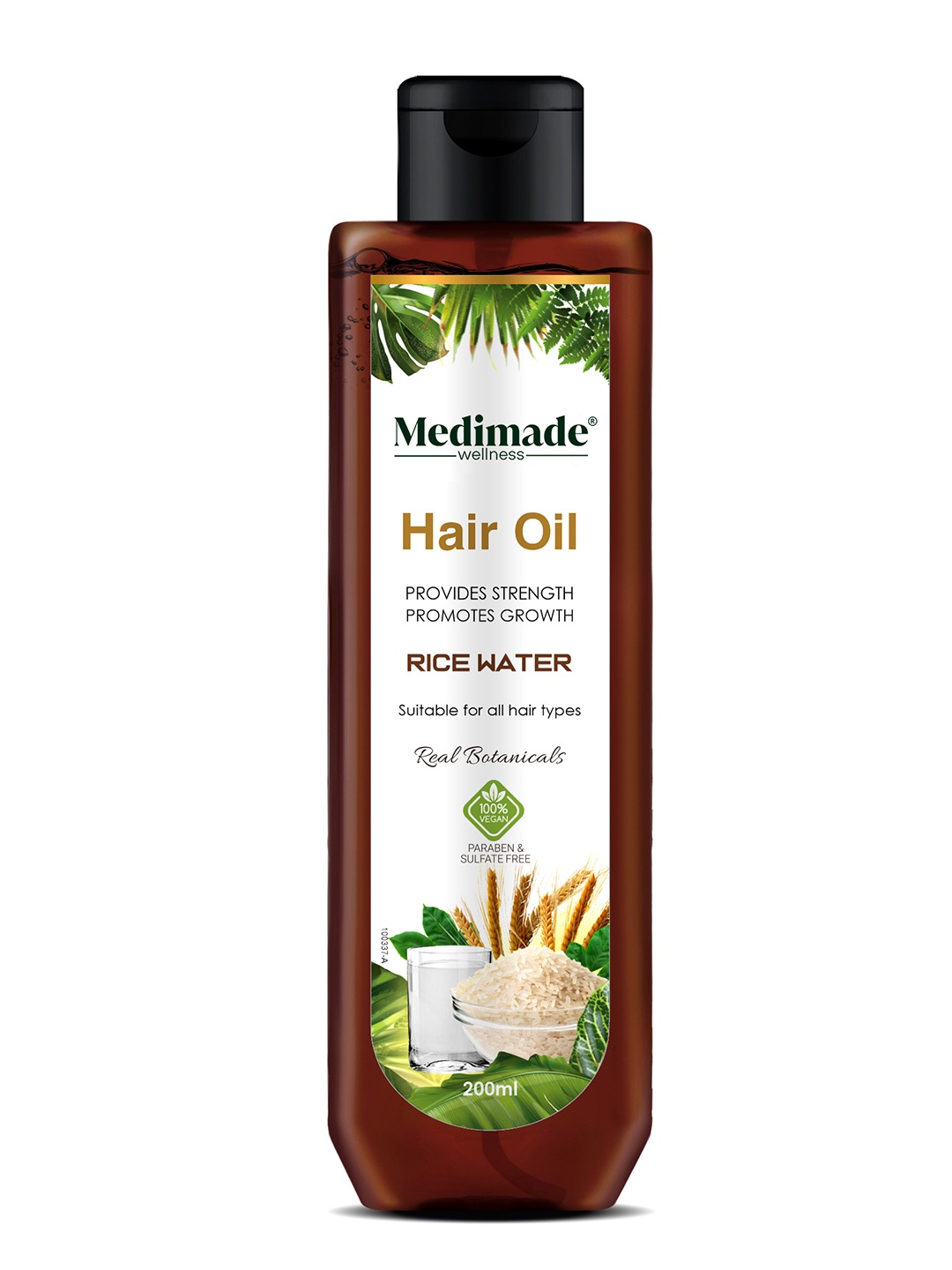 

Medimade Wellness Rice Water Hair Oil with Almond & Extra Virgin Olive 200 ml, White