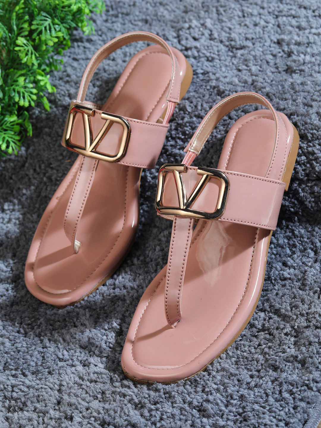 

HASTEN Women Pink T-Strap Flats