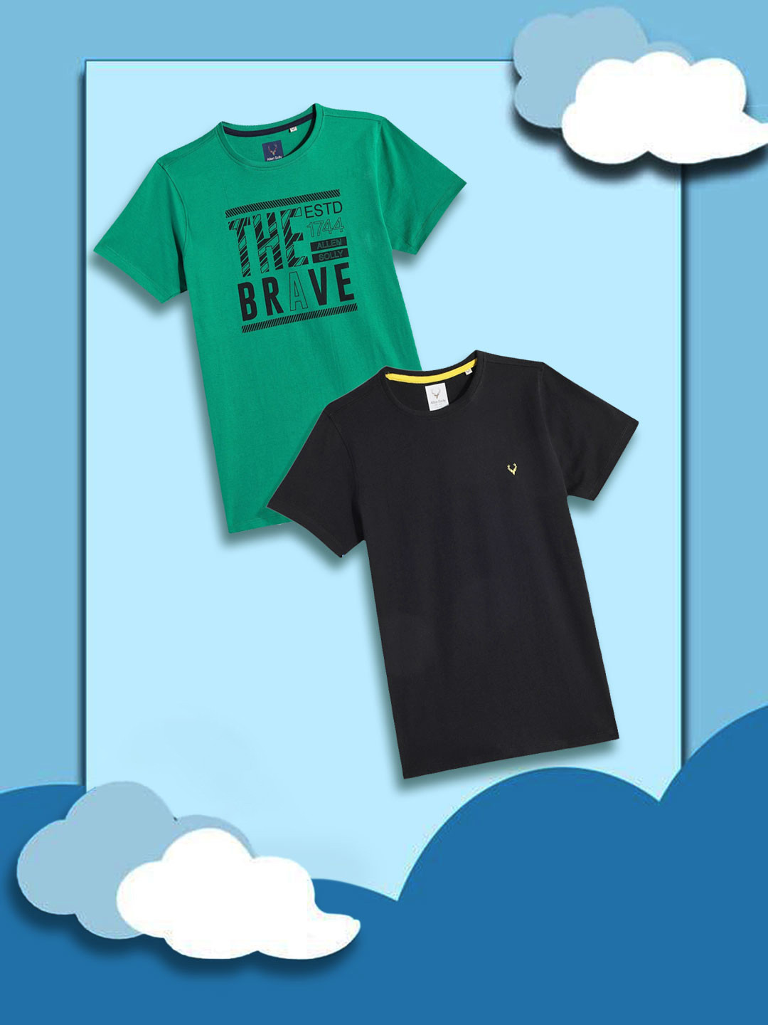 

Allen Solly Junior Boys Green & Green Typography 2 Printed T-shirt