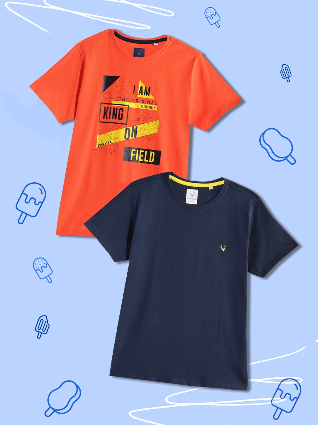 

Allen Solly Junior Boys Pack of 2 Pure Cotton T-shirts, Orange