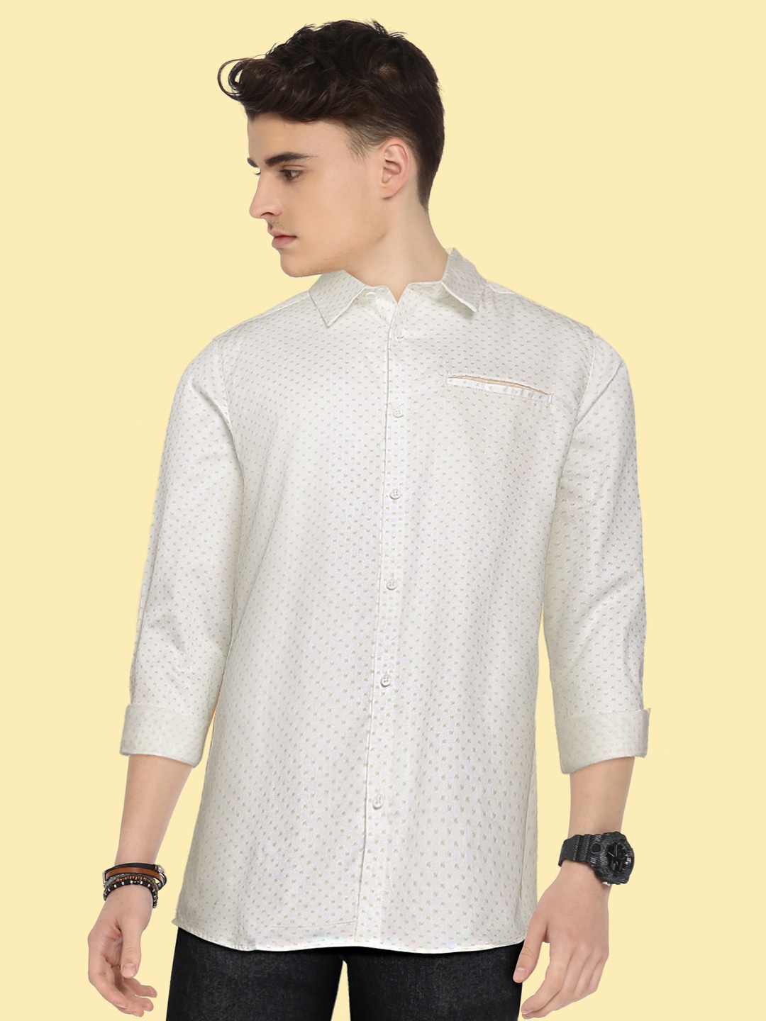 

Allen Solly Junior Boys Off White Printed Pure Cotton Casual Shirt