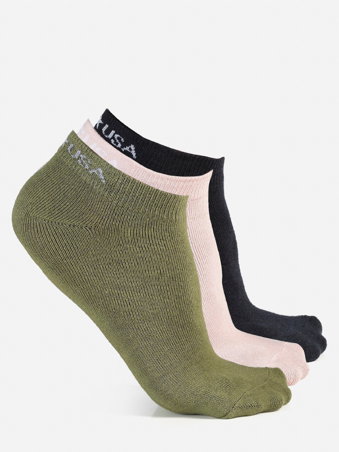 

JUMP USA Women Set of 3 Ankle Length Socks, Pink