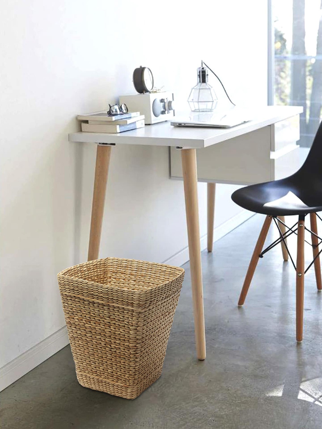 

HABERE INDIA Beige Woven-Design Grass Dustbins