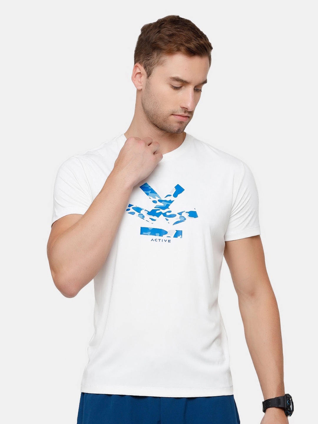 

WROGN Men White Printed Slim Fit T-shirt