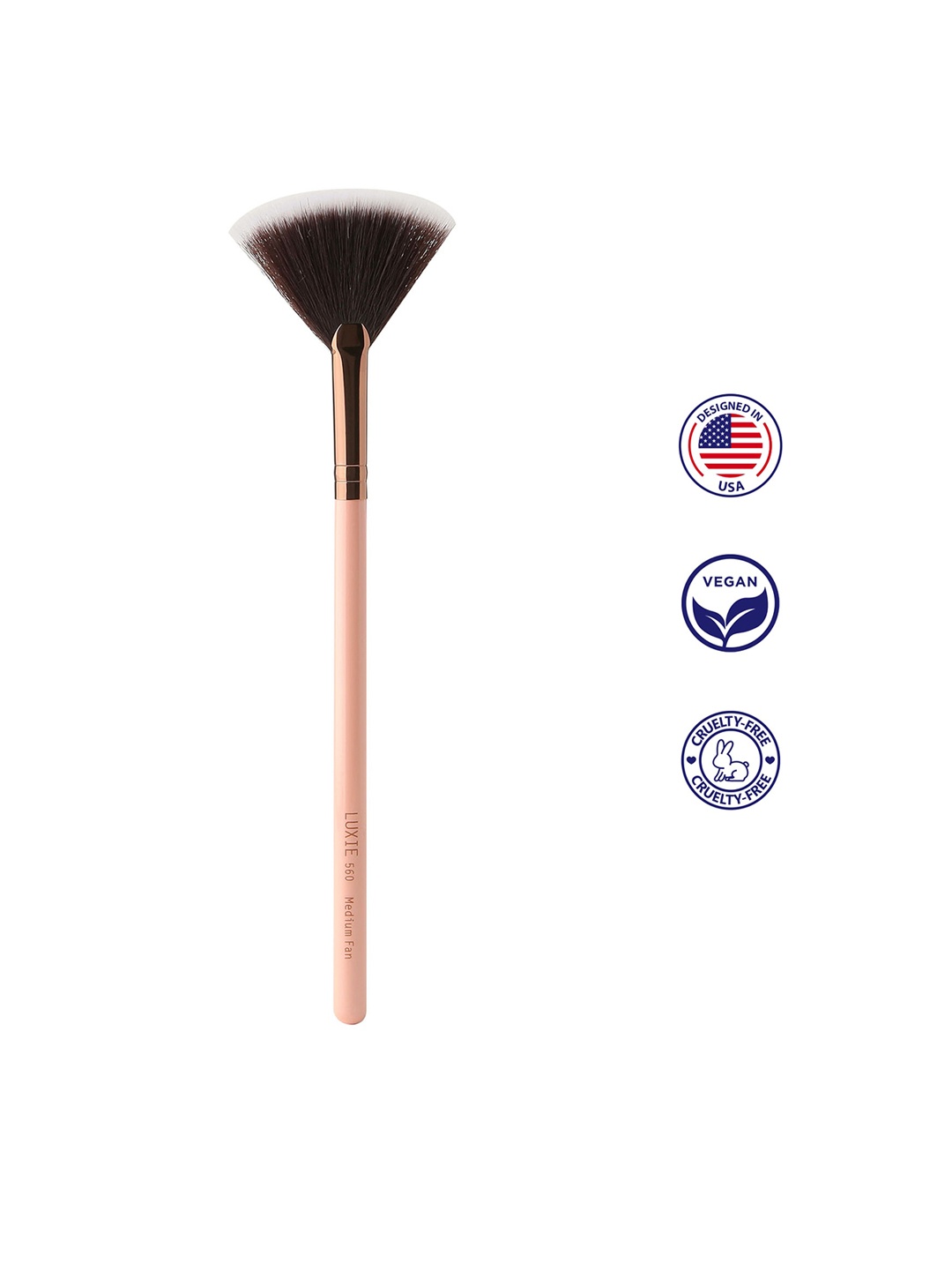 

LUXIE Rose Gold Medium Fan Brush - 560, Pink