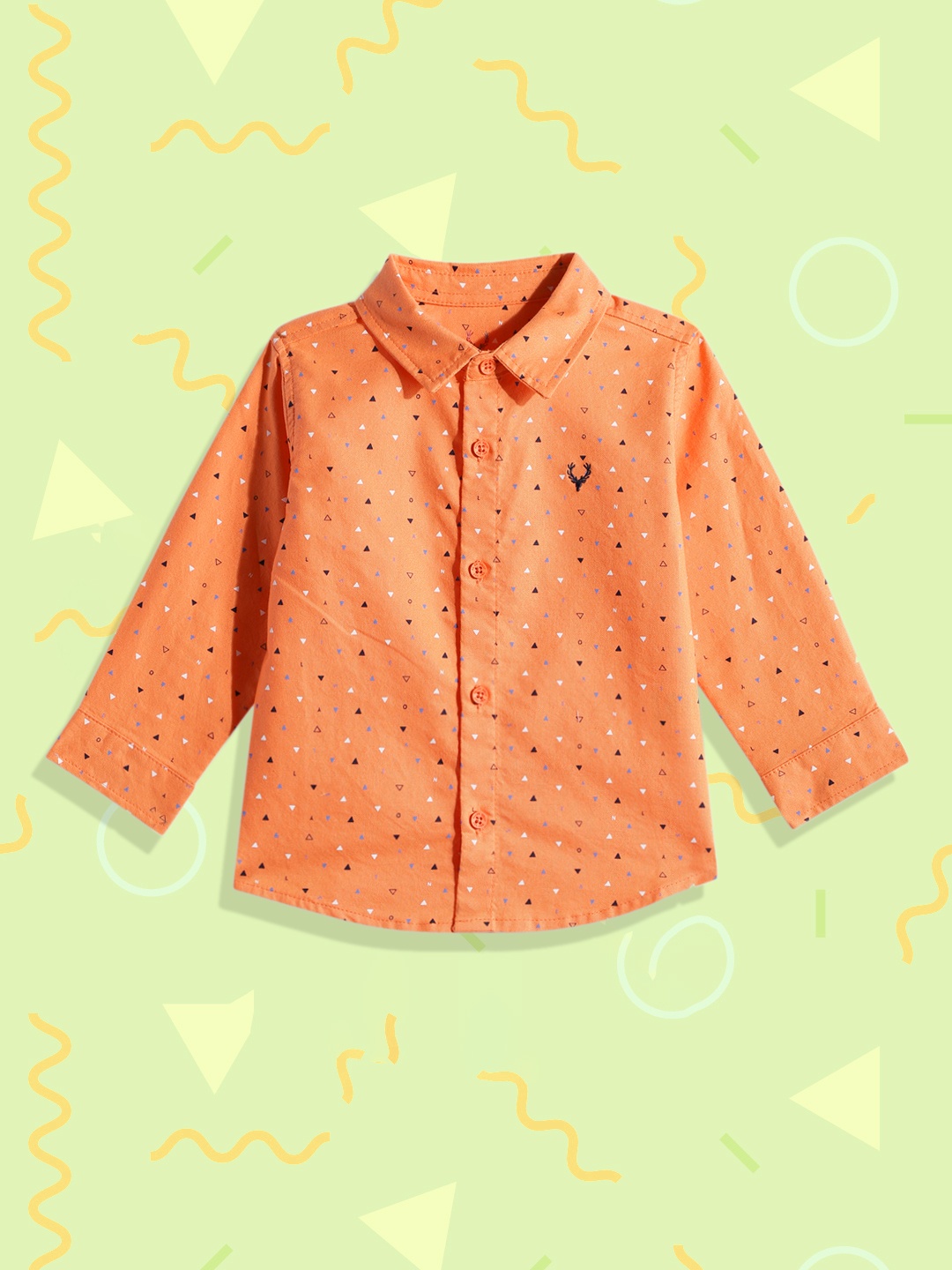 

Allen Solly Junior Boys Orange Printed Pure Cotton Casual Shirt