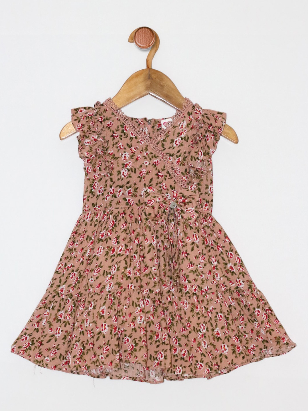 

Peppermint Peach-Coloured & Green Floral Dress