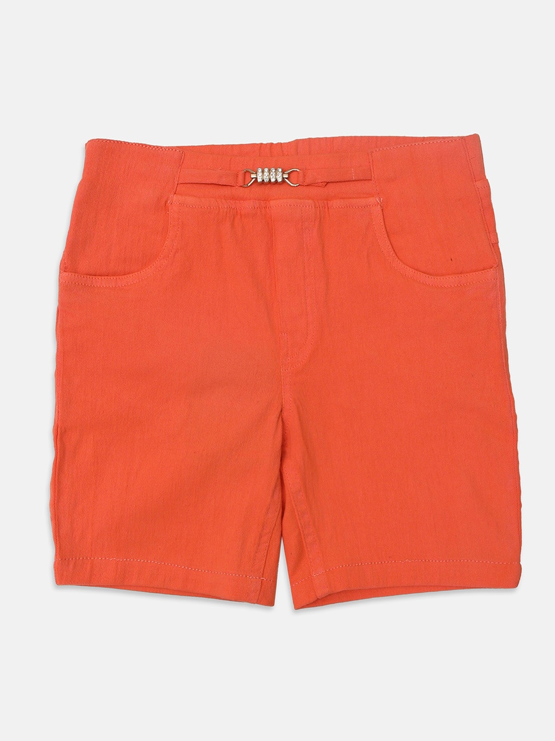 

Nins Moda Girls Orange Denim Shorts