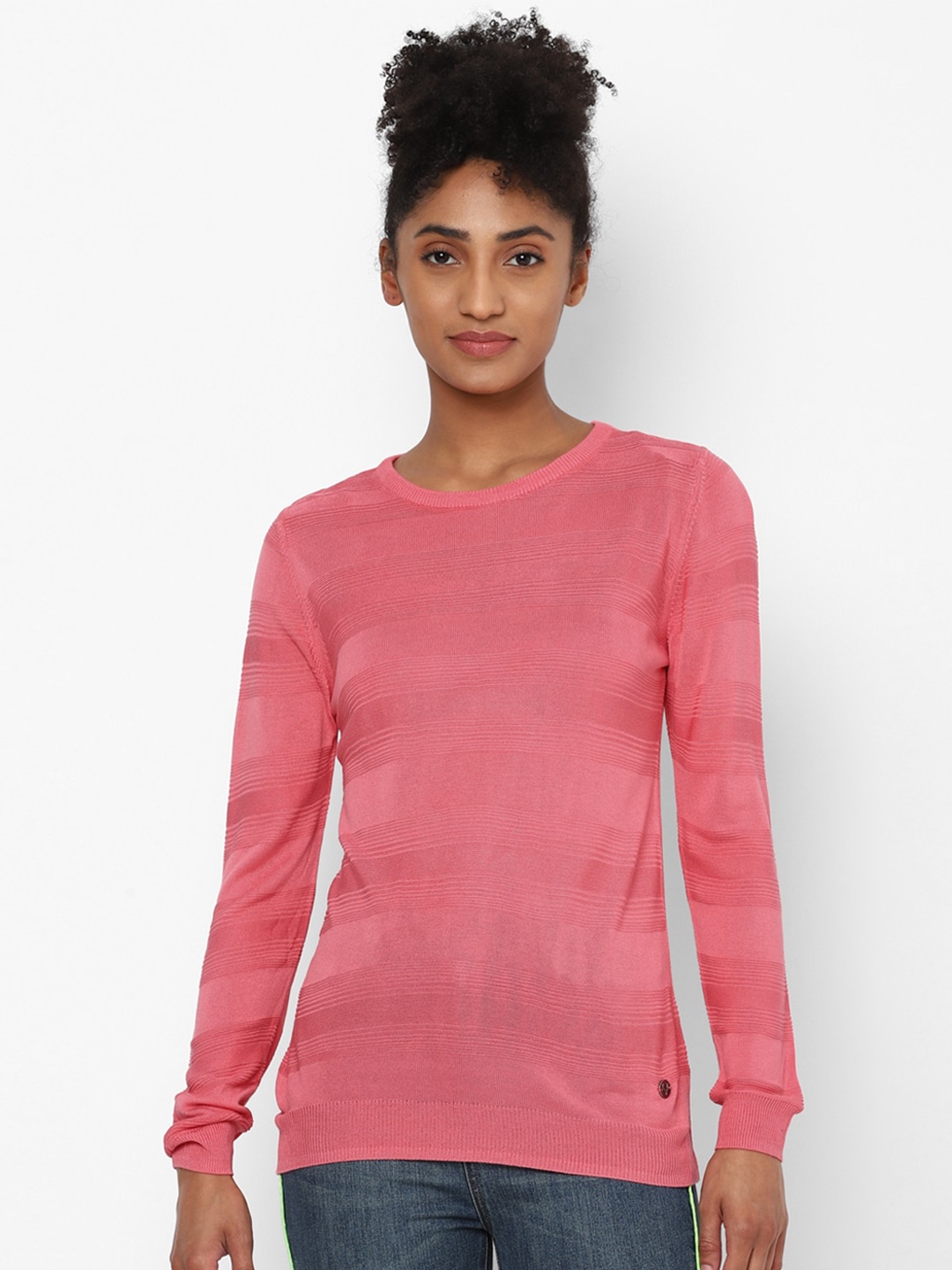 

Allen Solly Woman Women Pink Self Design Knitted Top