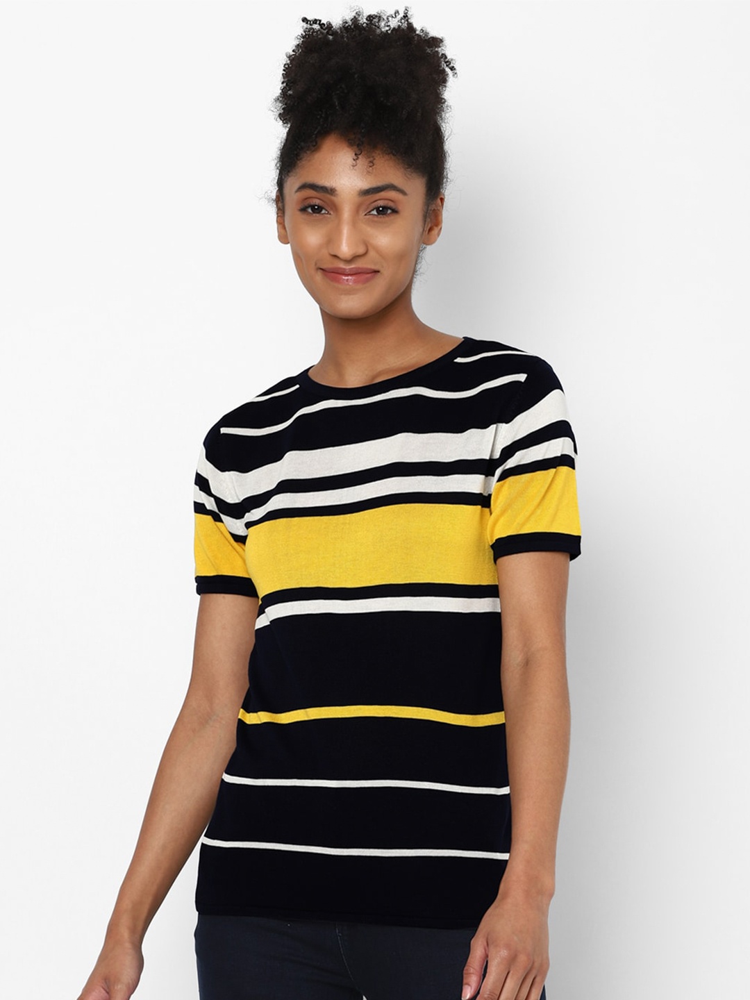 

Allen Solly Woman Black & Yellow Striped Top