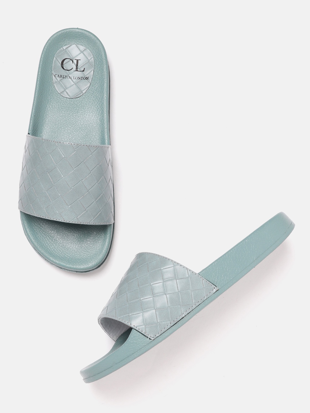 

Carlton London Women Blue Basketweave Textured Open Toe Flats