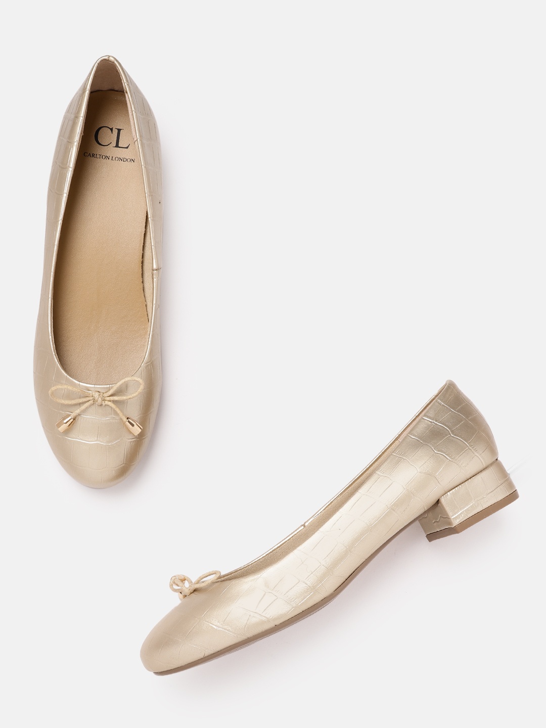 

Carlton London Gold-Toned Croc Textured Pumps