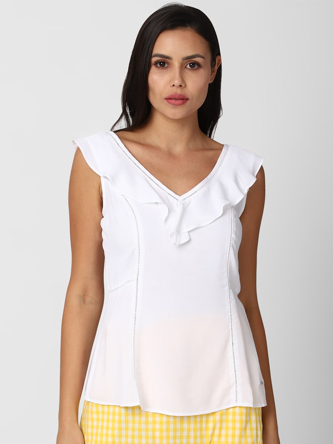 

Van Heusen Woman White Ruffles Top
