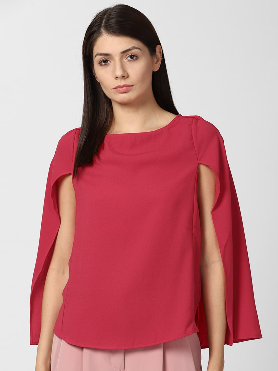 

Van Heusen Woman Pink Solid Cape Top
