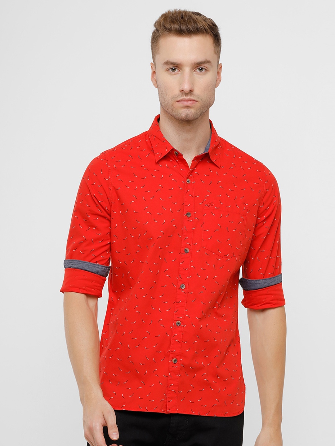 

WROGN Men Red Printed Cotton Casual Shirt