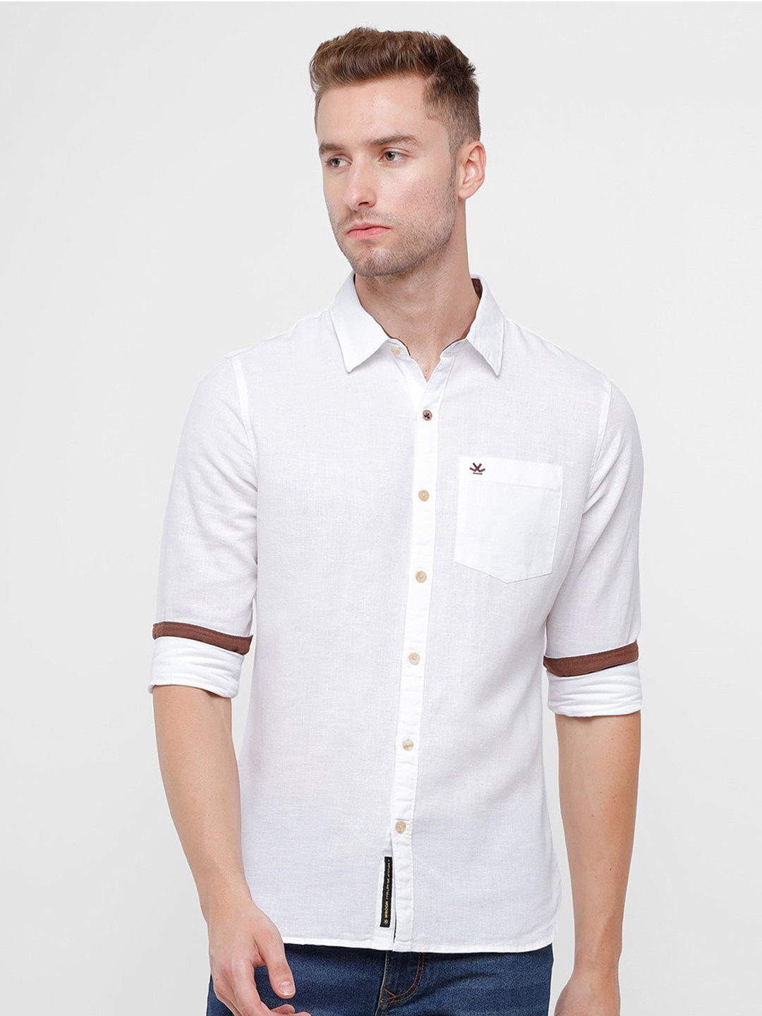 

WROGN Men White Slim Fit Casual Shirt