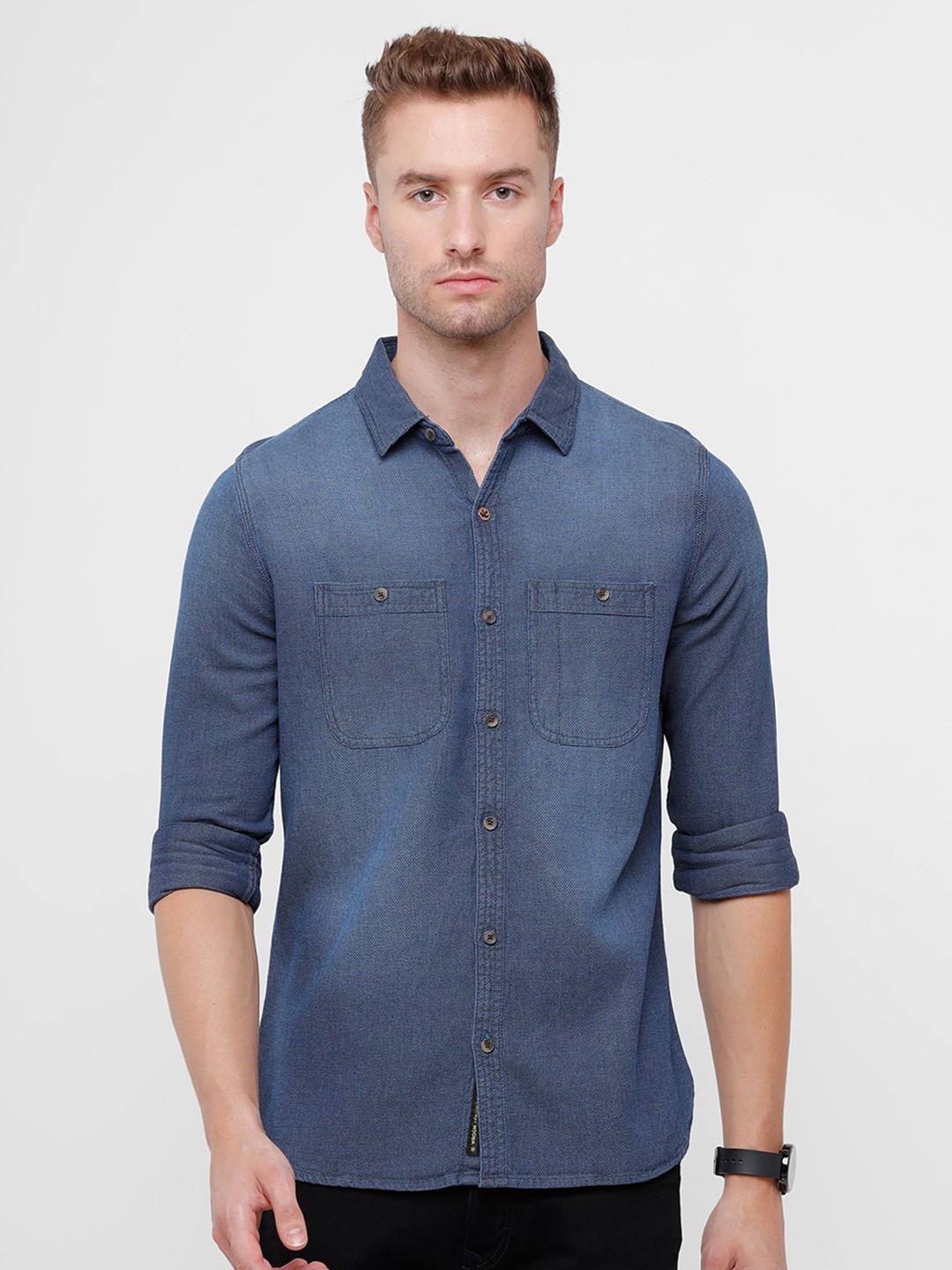 

WROGN Men Blue Slim Fit Faded Denim Casual Shirt