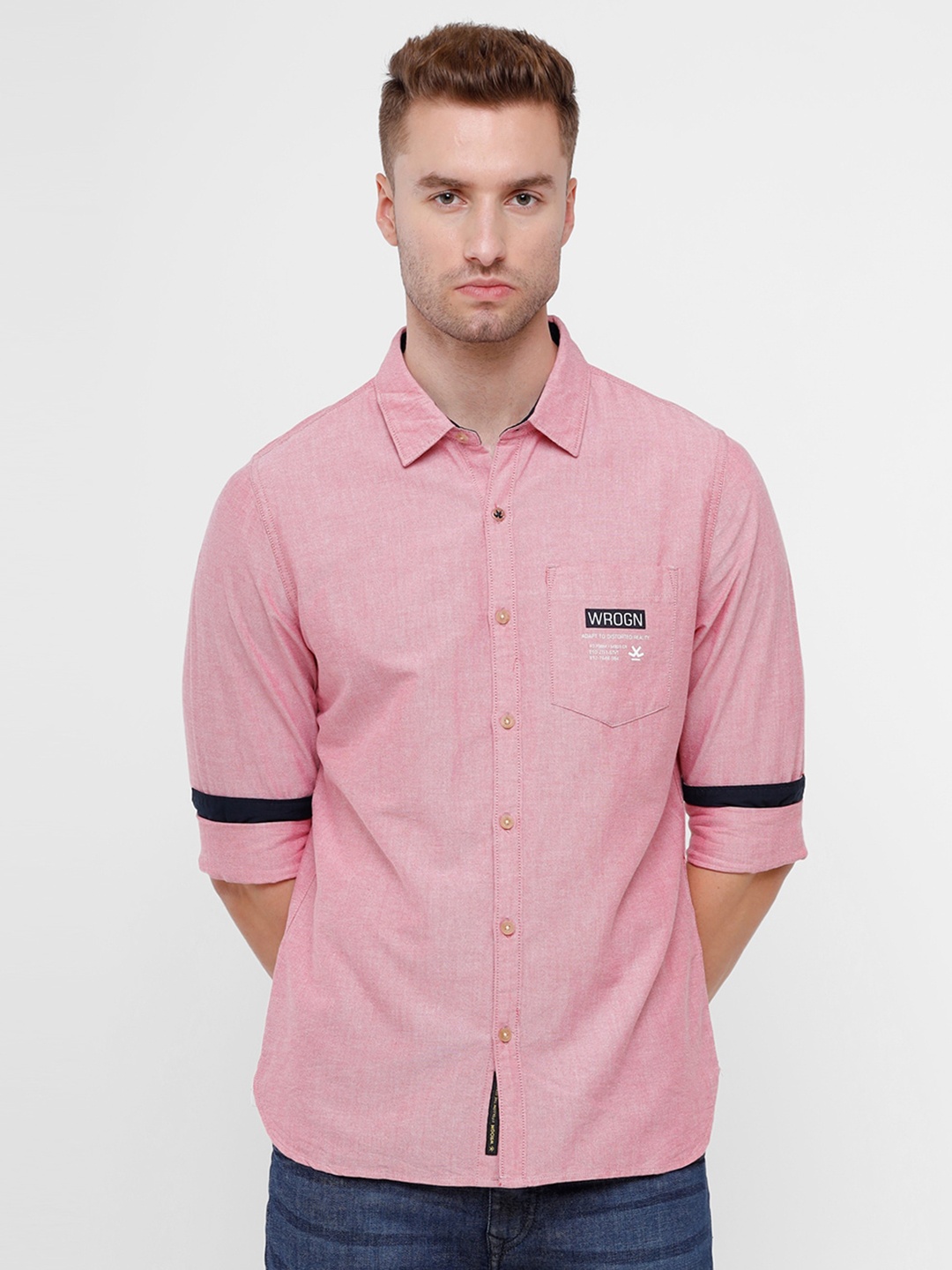 

WROGN Men Red Slim Fit Casual Cotton Shirt