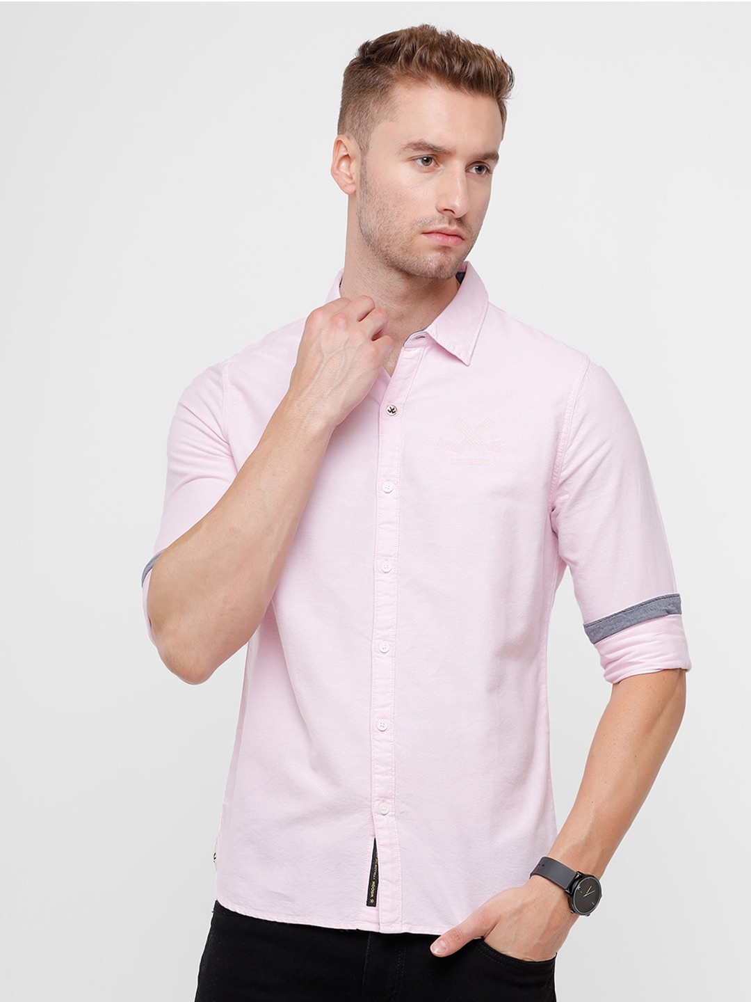 

WROGN Men Pink Slim Fit Casual Shirt