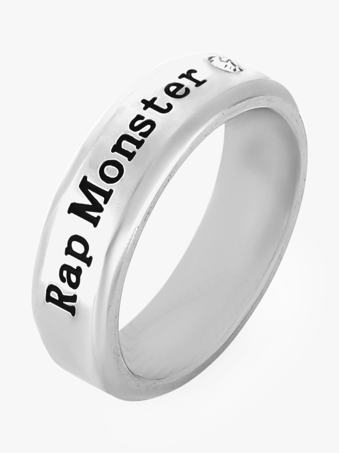 

Yellow Chimes Men Silver-Toned Kpop BTS Band Rap Monster Name Finger Ring