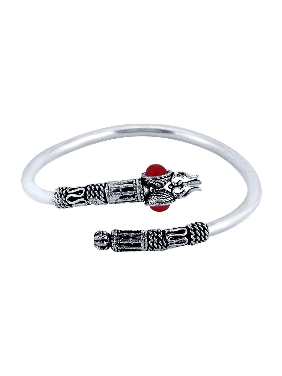 

Yellow Chimes Women Silver-Plated Brass Oxidised Cuff Bracelet