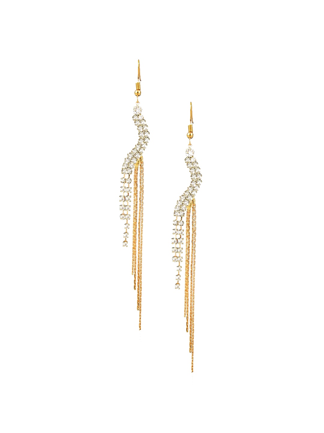 

Yellow Chimes Women Gold-Toned & White Crystal Studded Contemporary Drop Earrings