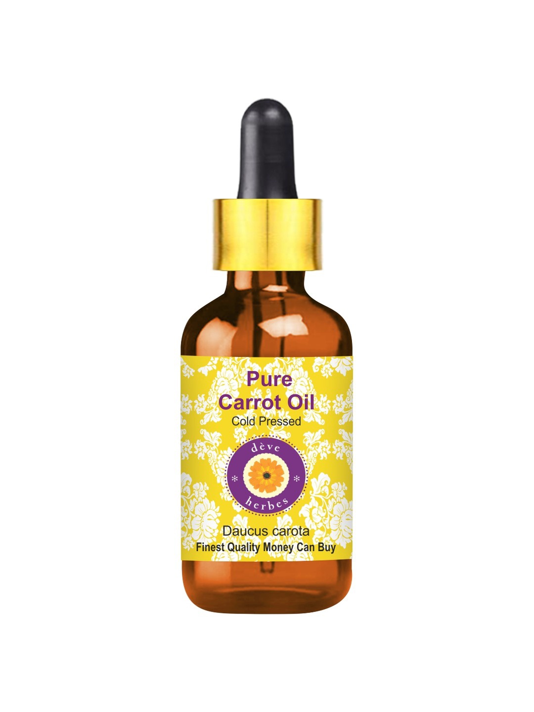 

Deve Herbes Pure Carrot Cold Pressed Oil with Glass Dropper - 15ml, Yellow