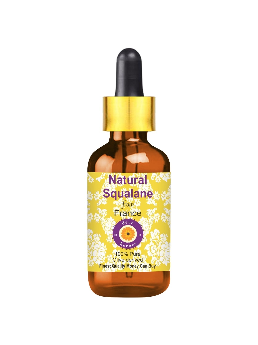 

Deve Herbes Natural Squalane Oil Derived From Olives with Glass Dropper - 15ml, Yellow