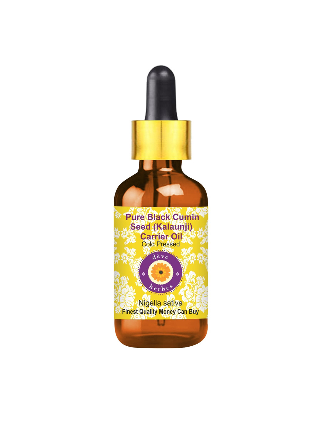 

Deve Herbes Pure Black Cumin Seed (Kalaunji) Carrier Oil with Glass Dropper - 5ml, Yellow